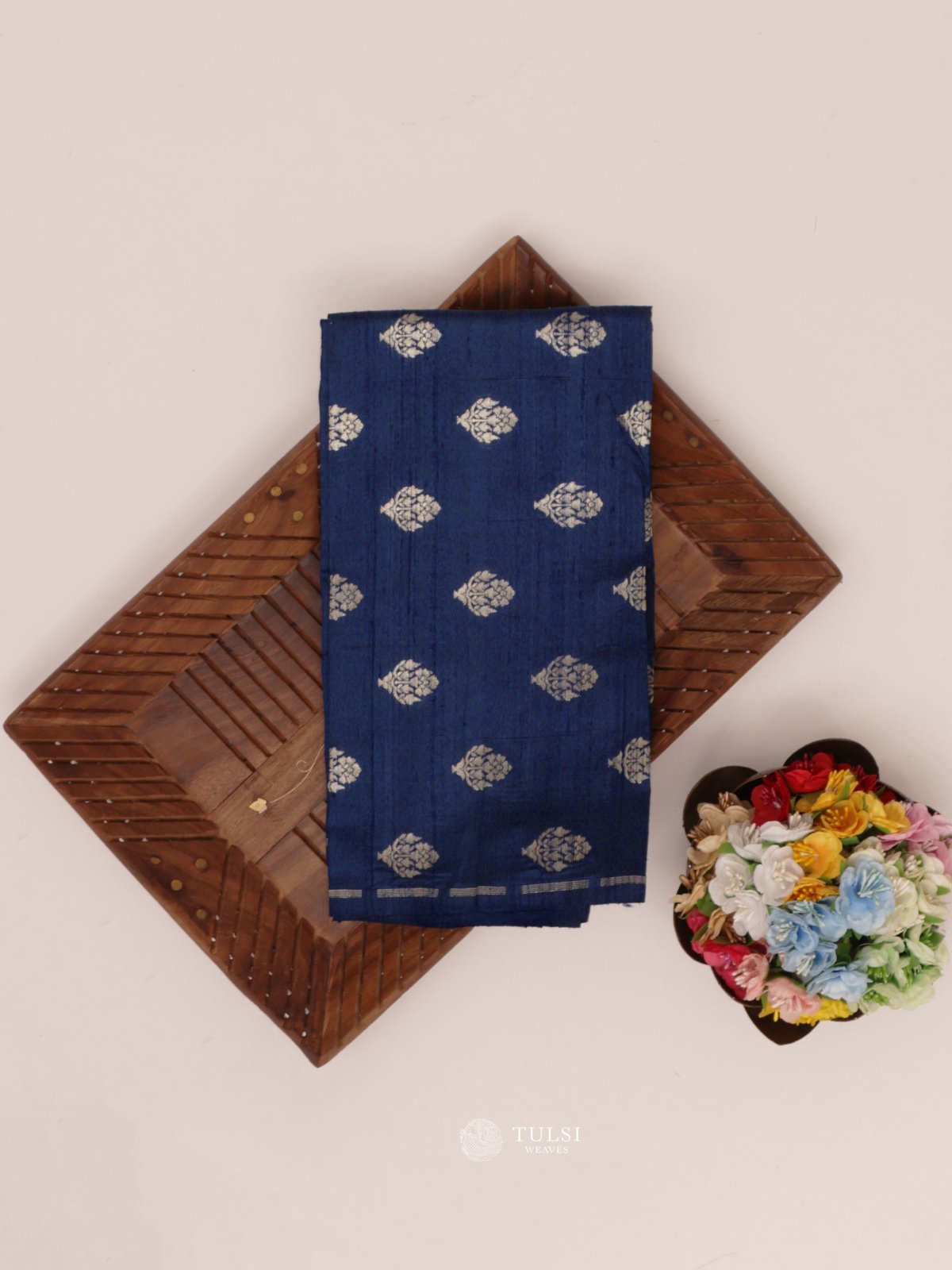 Blue Raw Silk Blouse