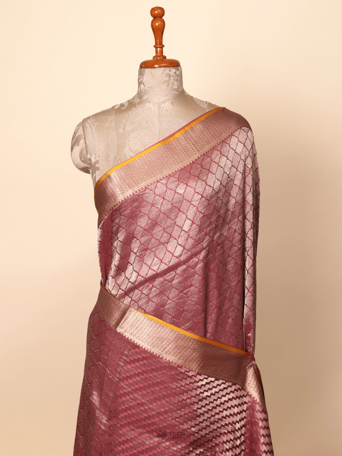 Pink Banaras Crepe Silk Saree