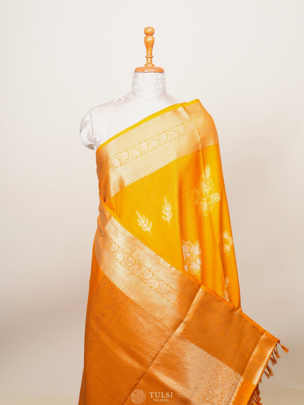 Mustard Shibori Kanjeevaram Silk Saree