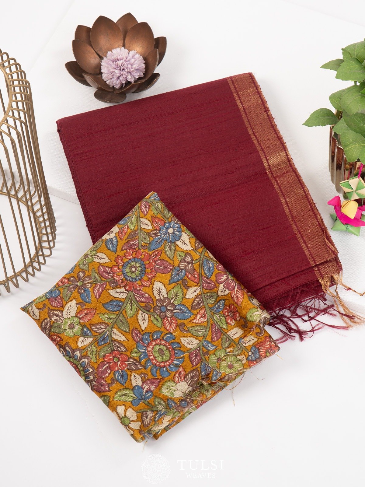 Maroon Raw Silk Saree