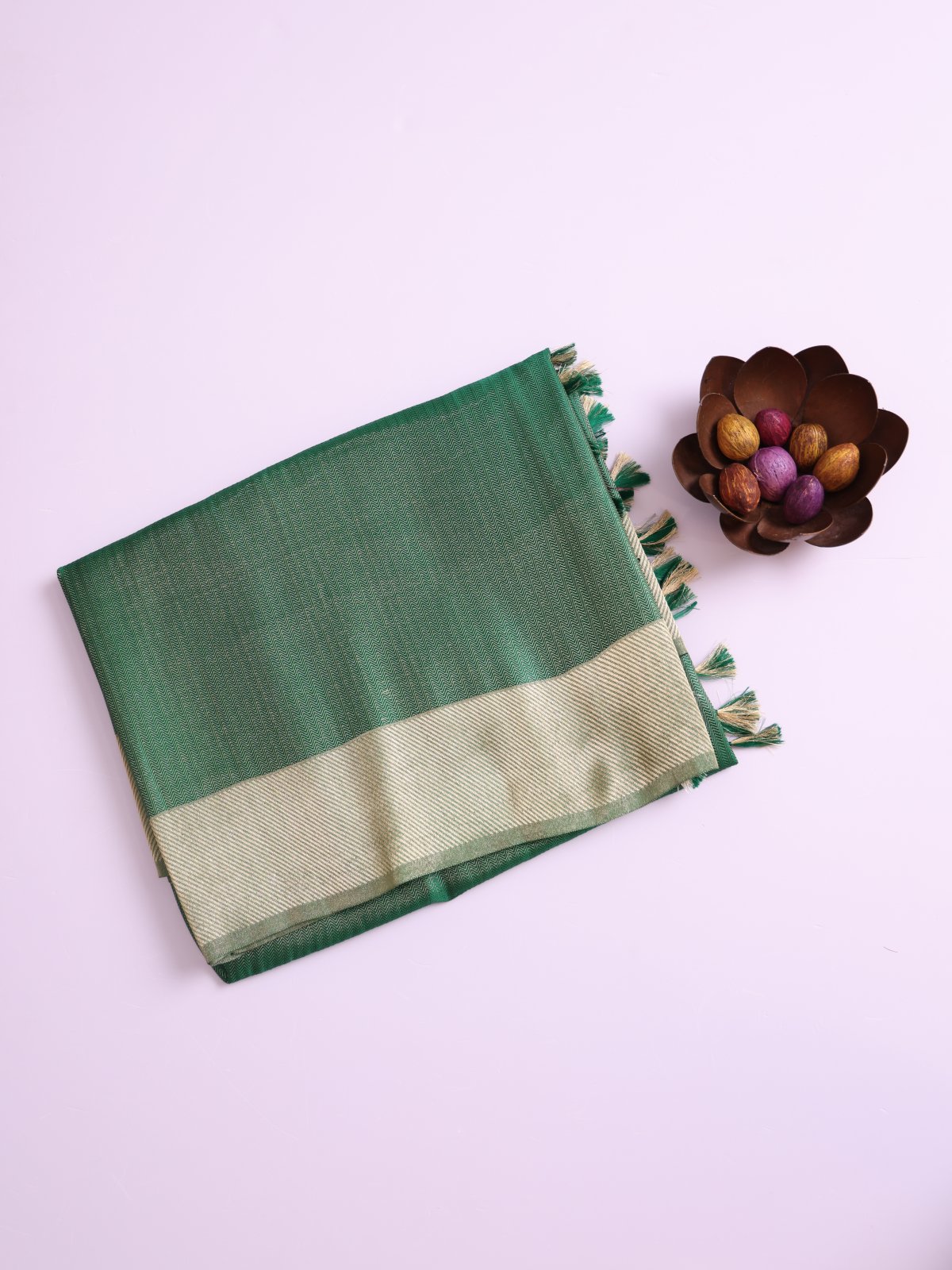Emerald Green Brocade Mashru Silk Saree