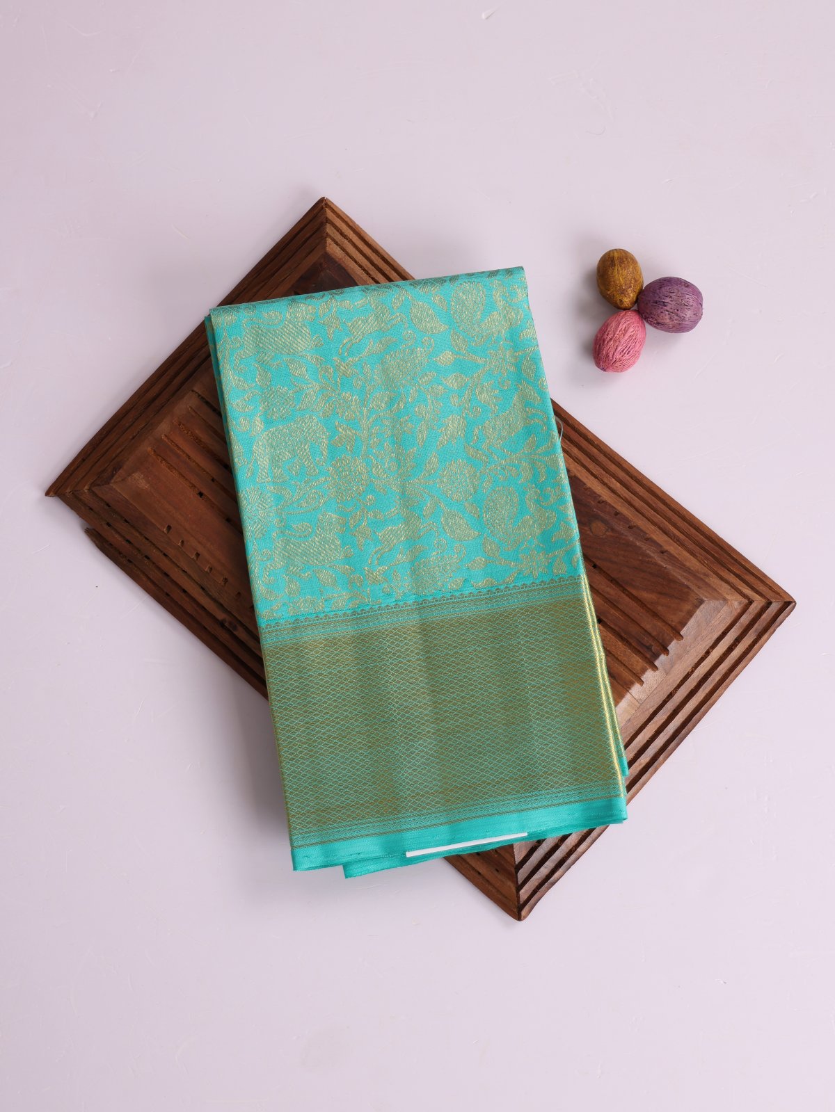 Light Sea Green Kanjeevaram Silk Blouse With Zari Border
