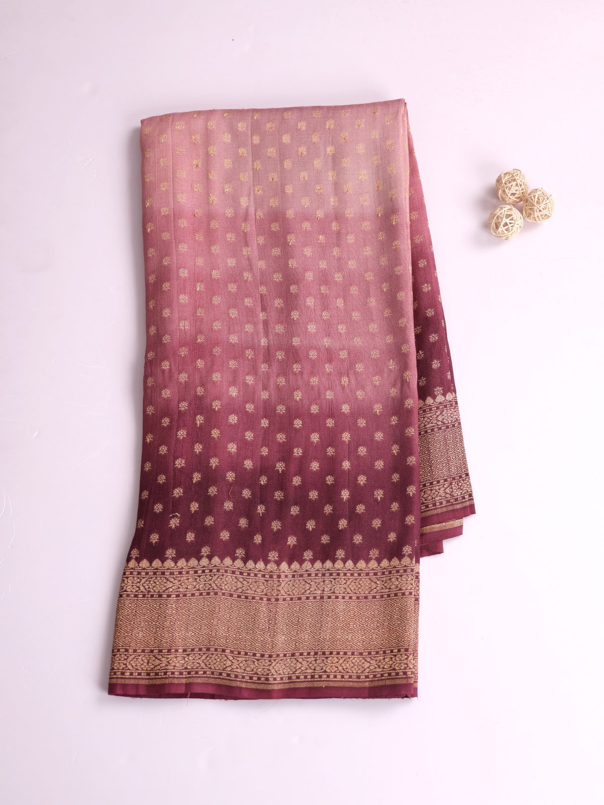 Dark Mauve Ombre Banaras Tussar Georgette Silk Saree