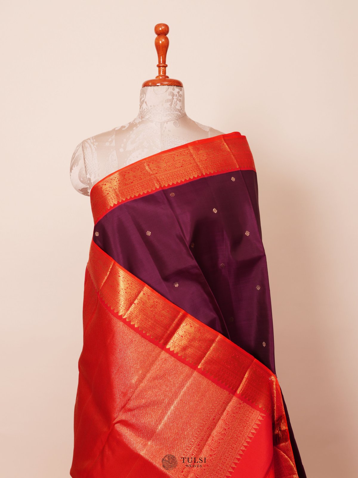 Wine Kanjeevaram Silk Saree