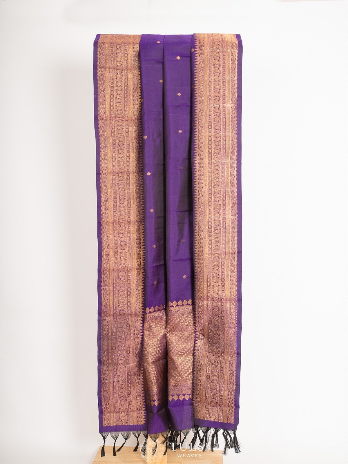 Violet Kanchipuram Silk Dupatta with Banarasi border