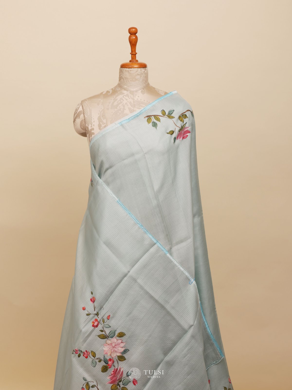 Light Blue Kota Hand Painted Saree