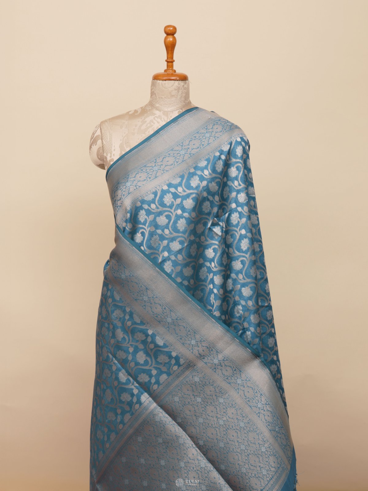 Light Blue Kora Silk Saree
