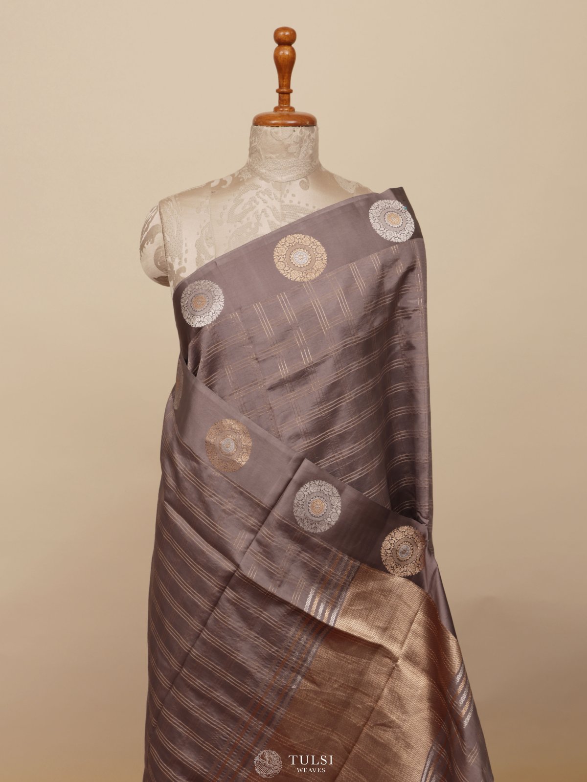  Dusty Mauve Mashru Silk Saree