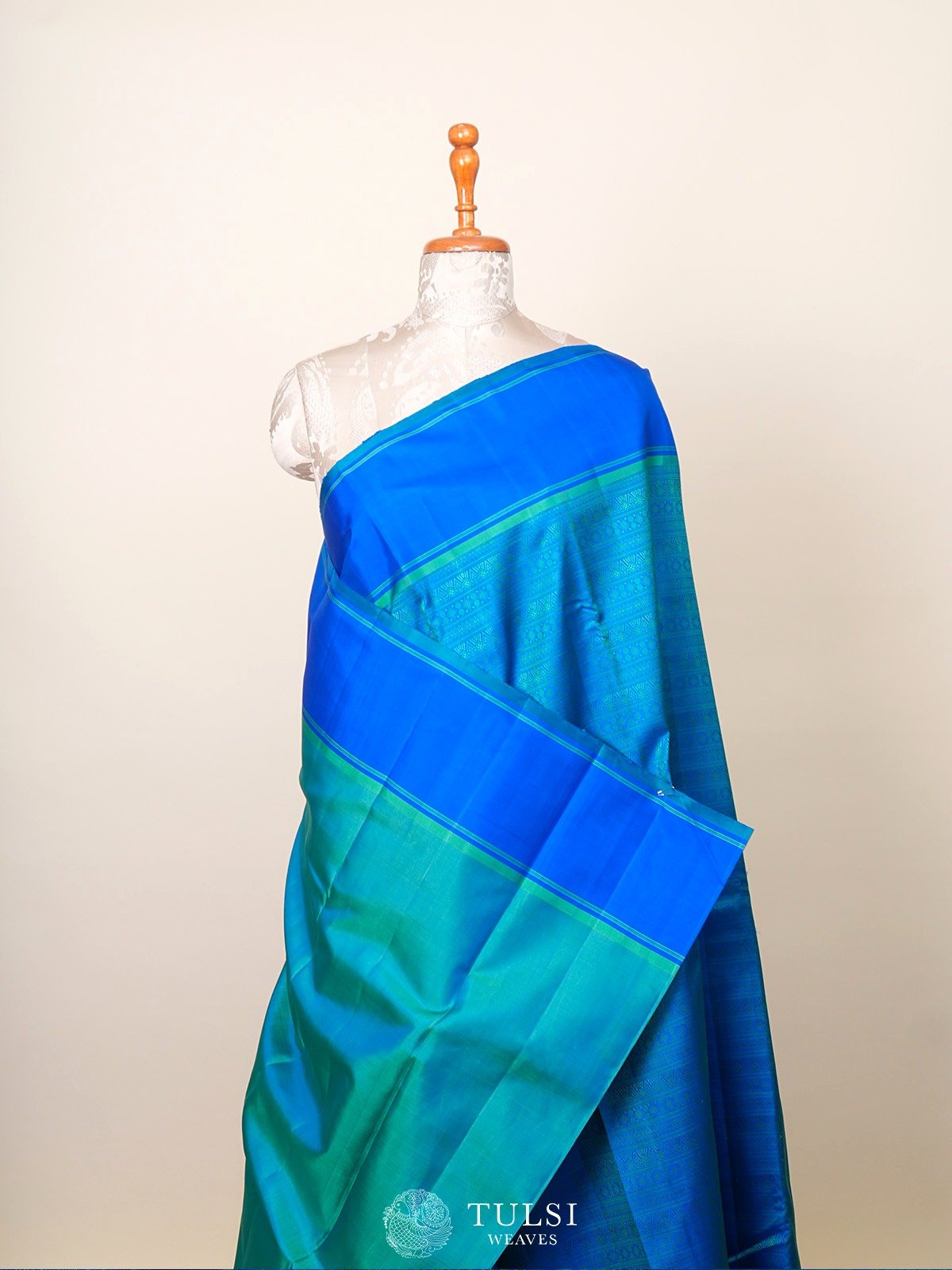 Navy Blue Thread Brocade Kanjeevaram Silk Saree 