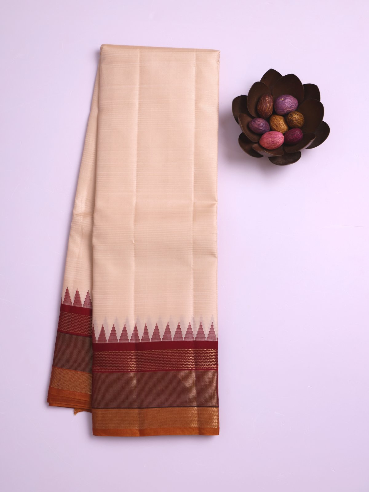 Cream Soft Silk Saree with Zari Border
