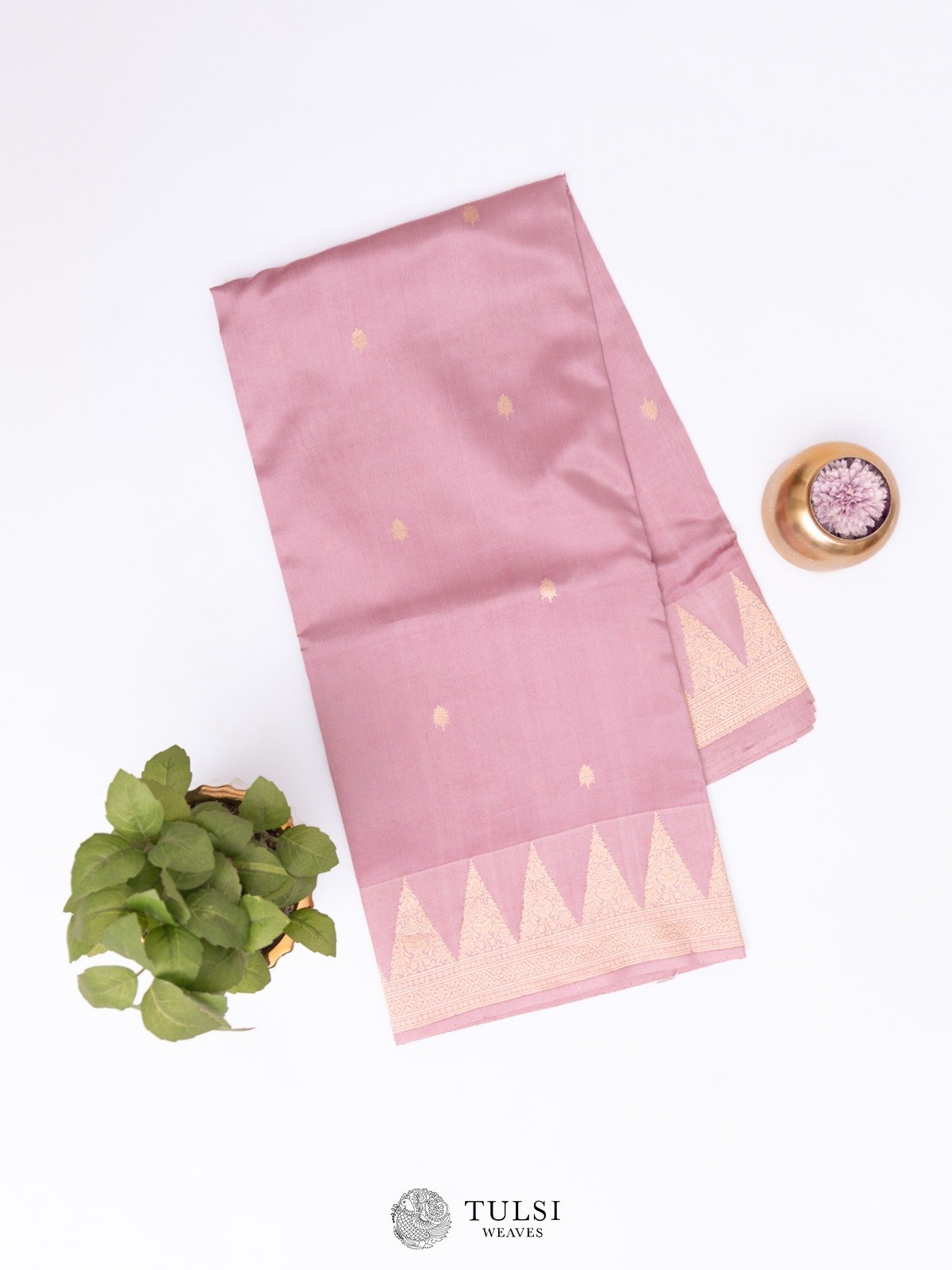 Lilac Mashru Silk Saree with Zari Border