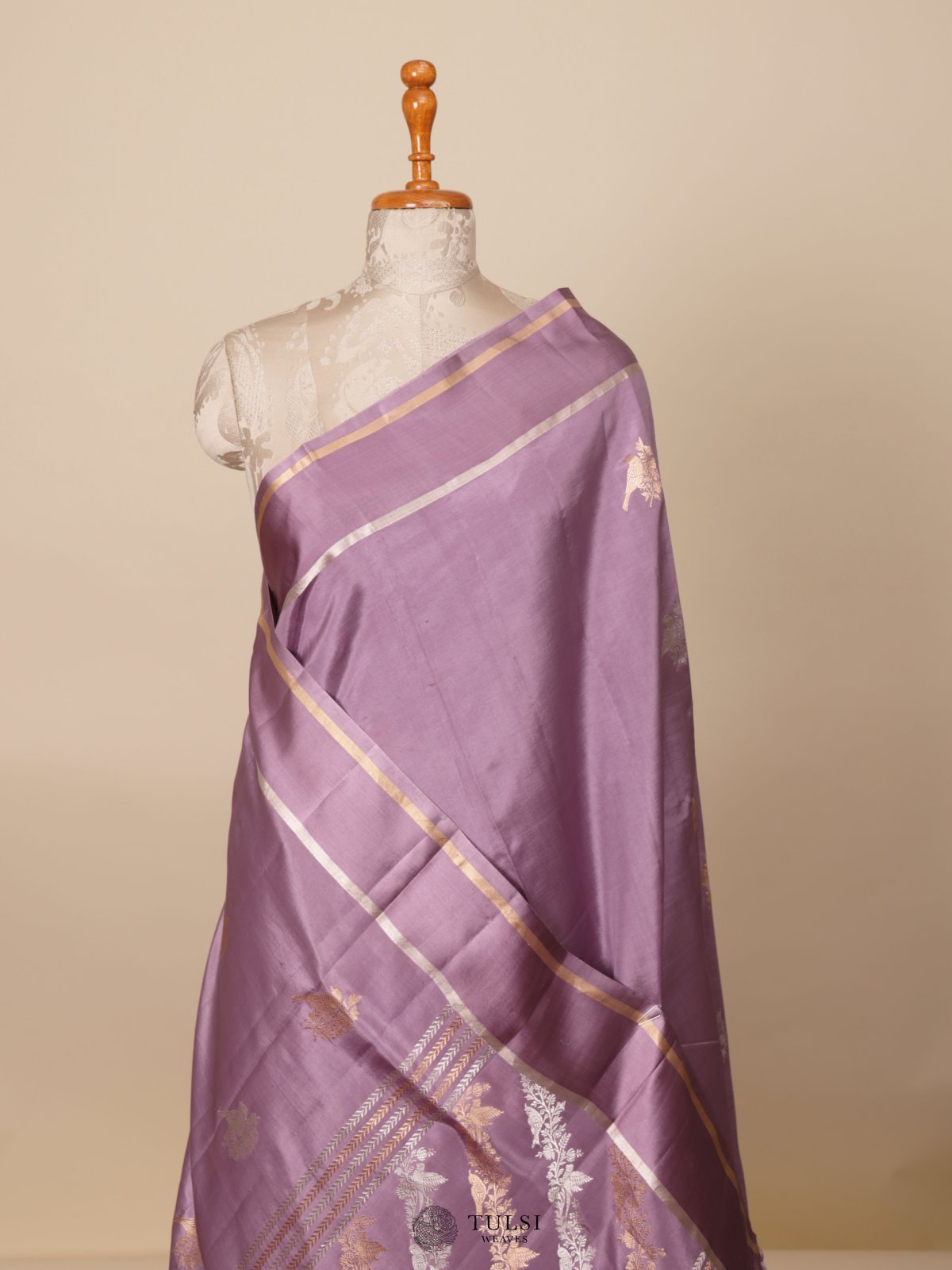 Lilac Mashru Silk Saree