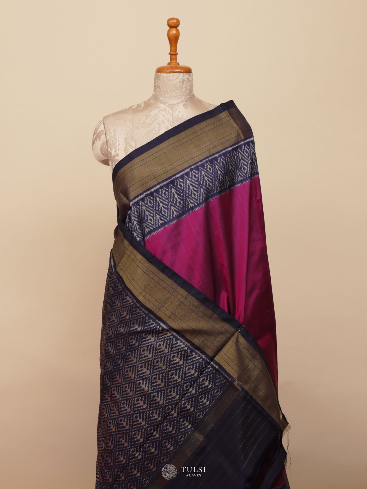 Pink Ikat Silk Saree