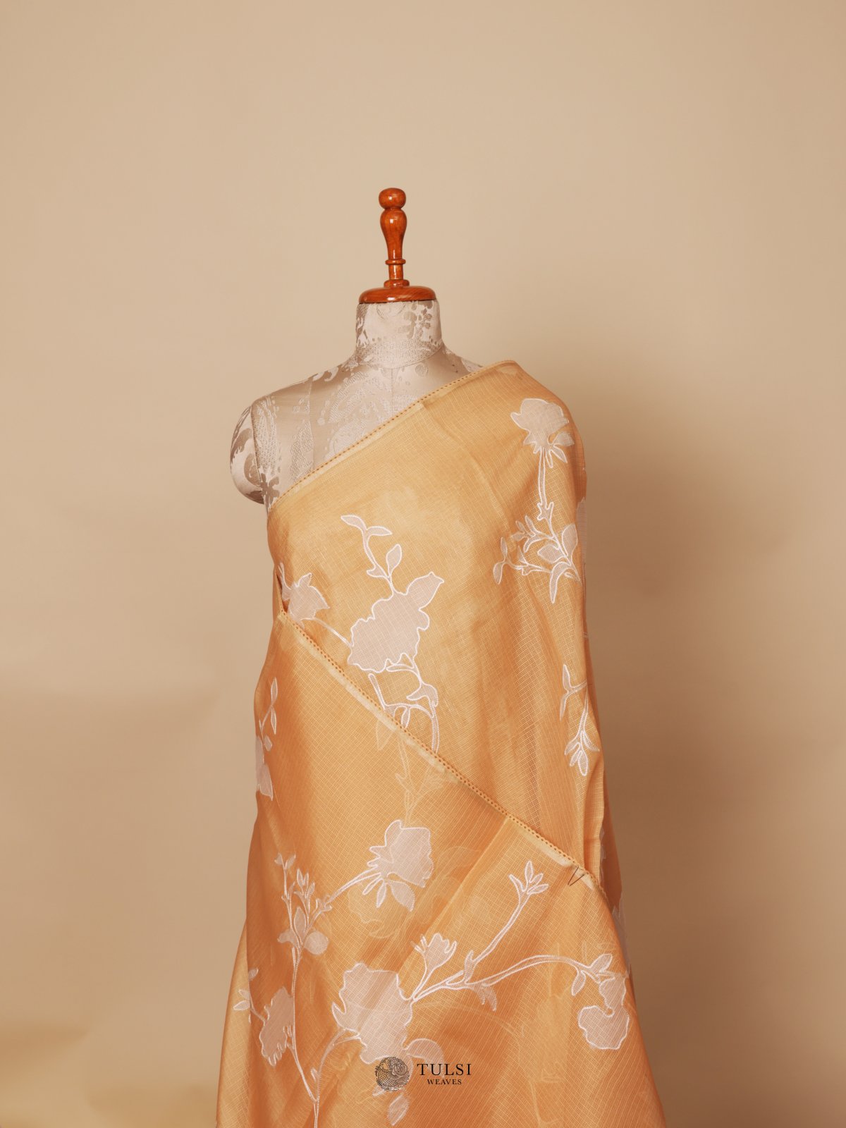 Light yellow Semi Kota With Embroidered Saree