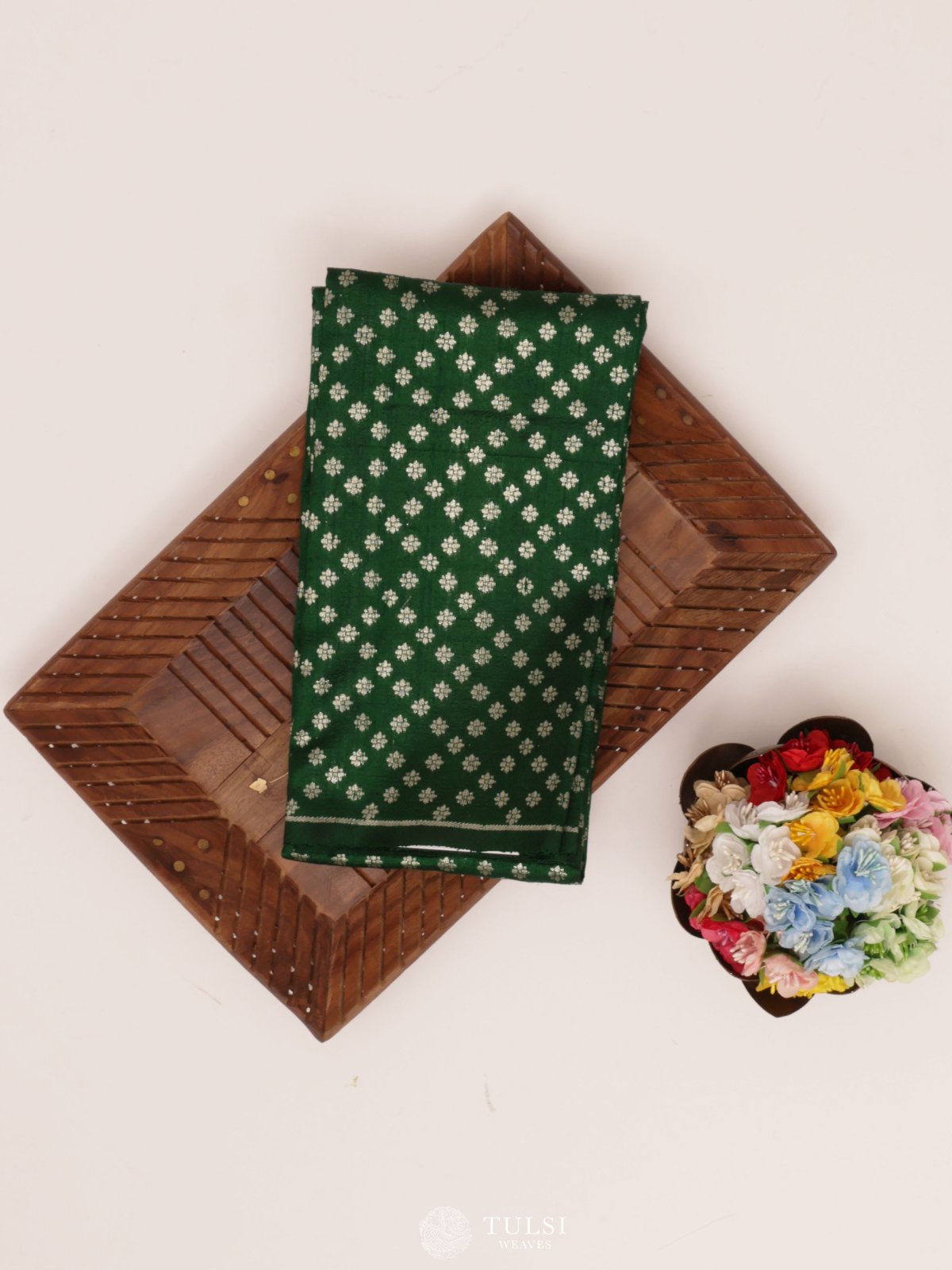 Dark Green Raw Silk Blouse