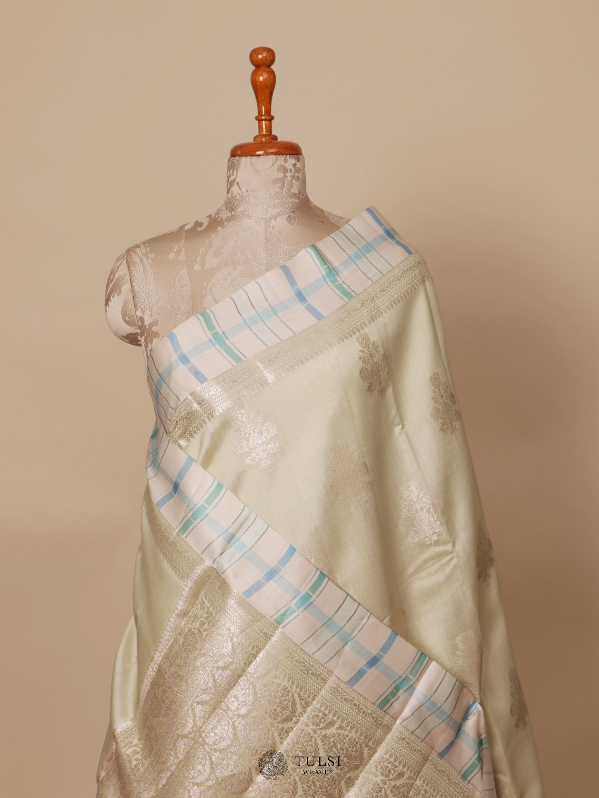 Light Green Chaniya Silk Saree With Satin Border