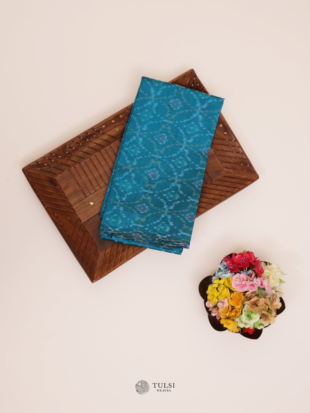 Blue Ikat Raw Silk Blouse