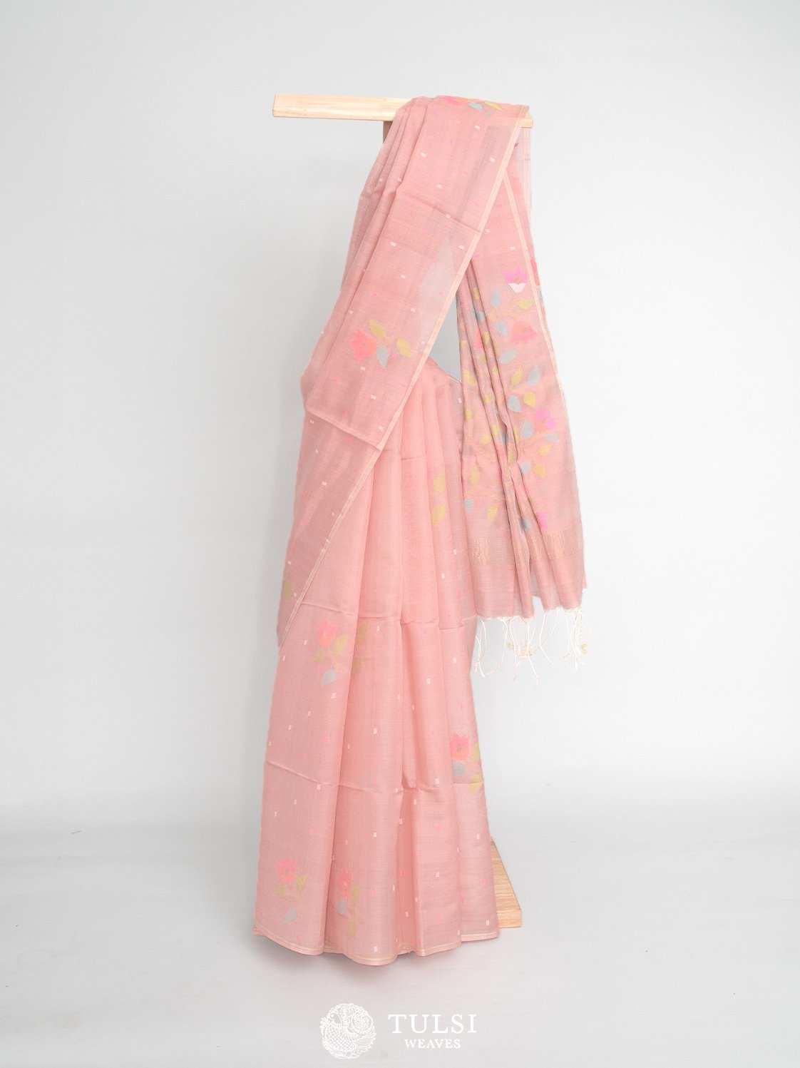 Dusty Pink Jamdani Silk Saree
