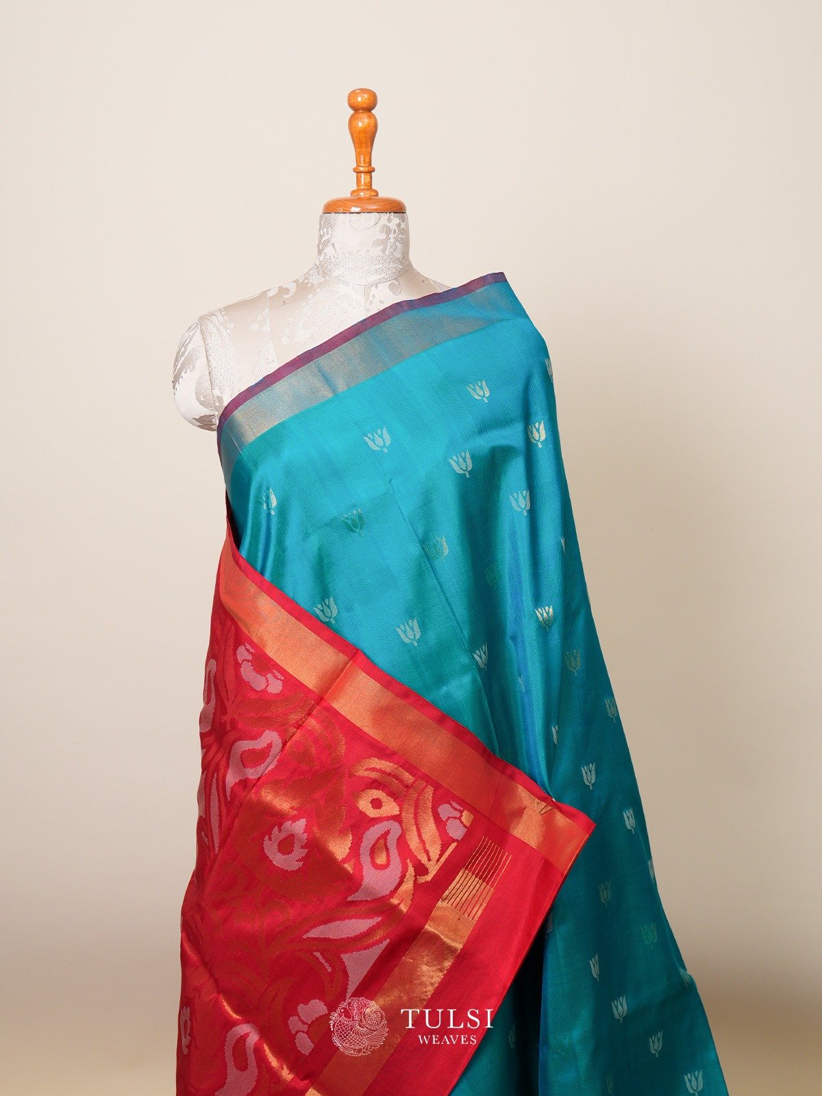 Peacock Blue Uppada silk saree