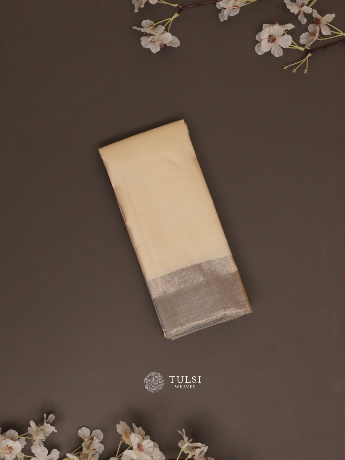 Off White Silk Dhoti With Zari Border