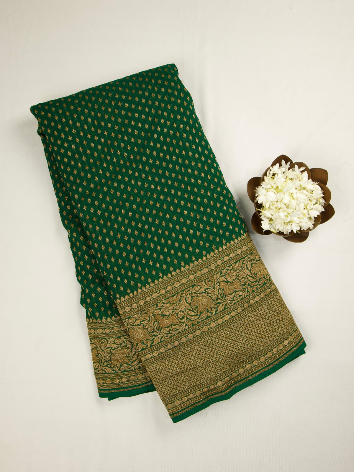 Green Georgette Banaras Silk Saree