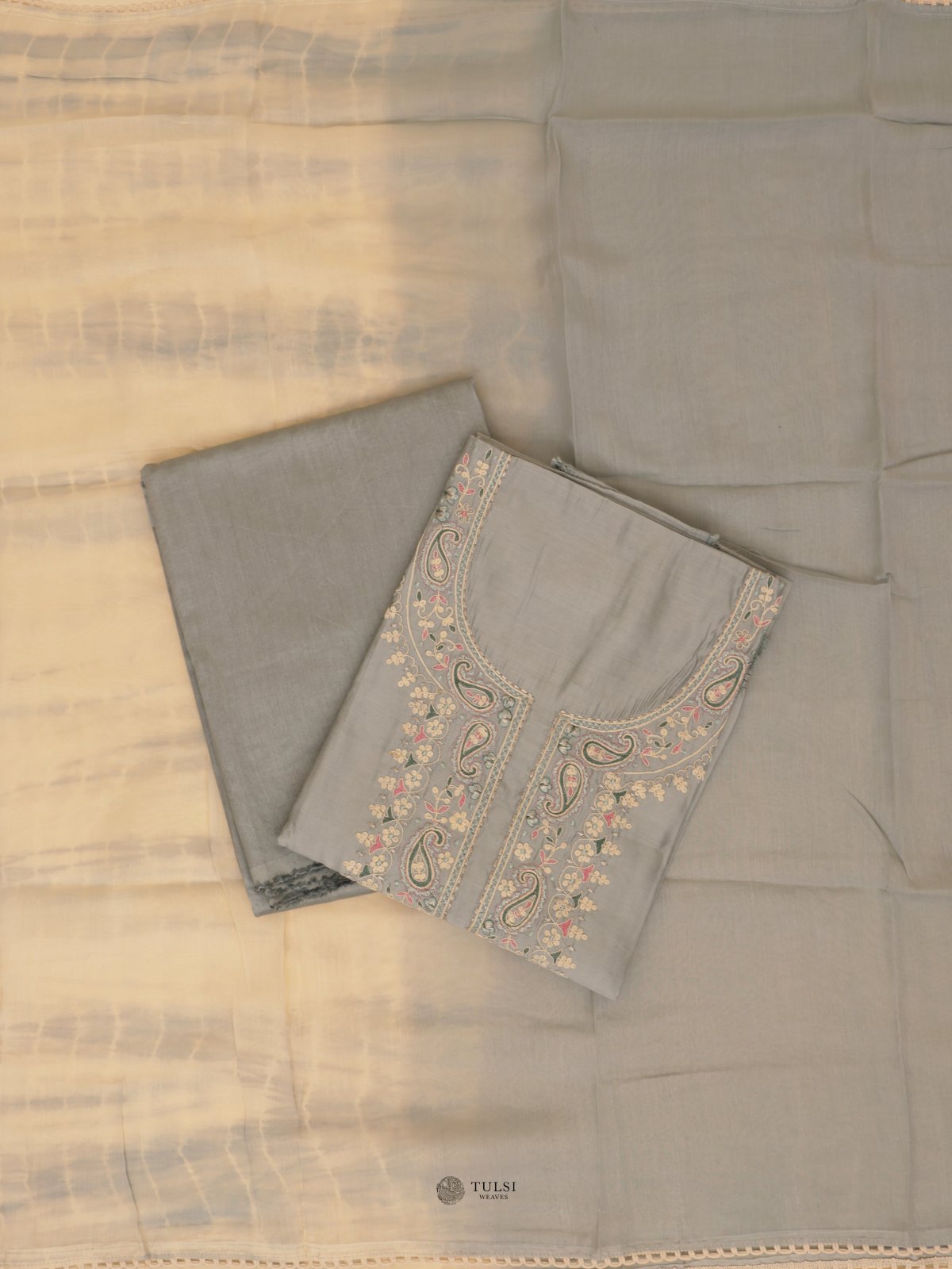 Blue Semi Silk Salwar Material