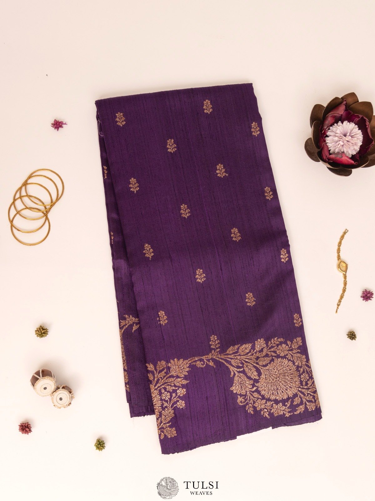 Violet Banaras Tussar Silk Saree