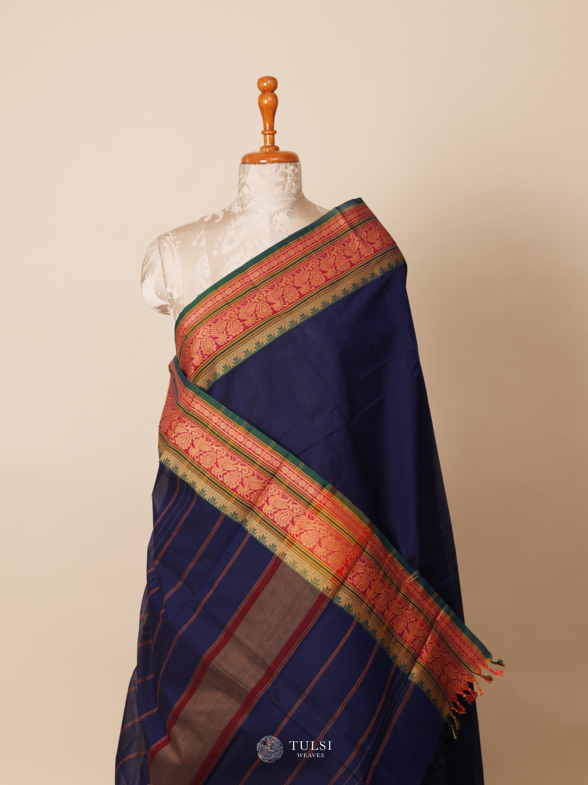Dark Blue Kanchi Cotton Saree
