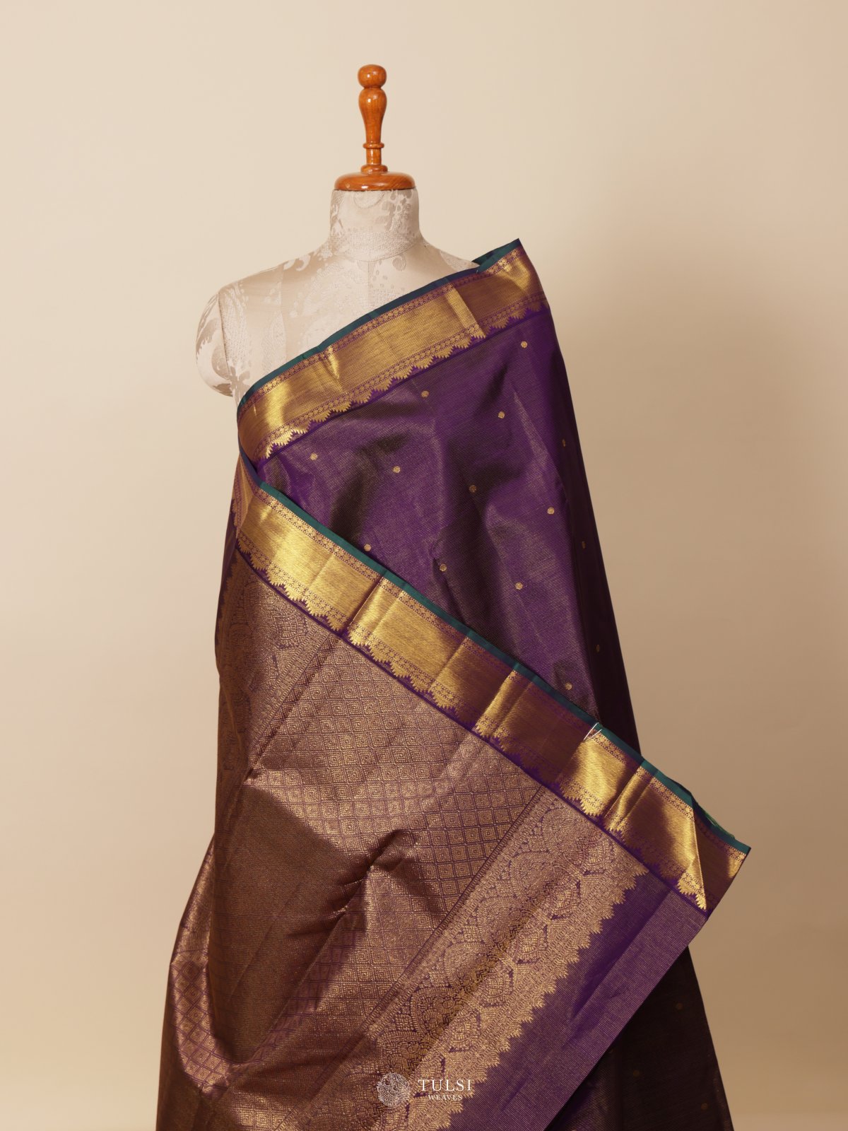 Dark Purple Kanjeevaram Silk Saree