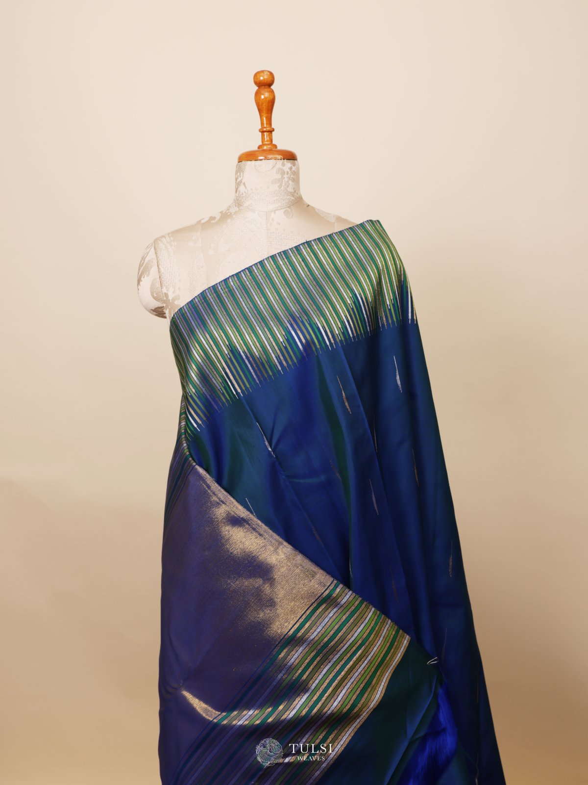 Peacock Blue Kanjeevaram Silk Saree