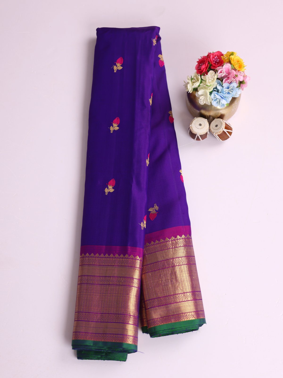 Violet Gadwal Silk Saree With Purple Border