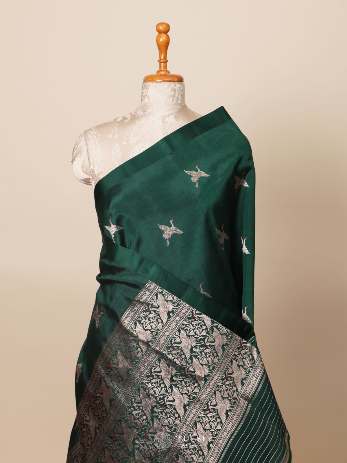 Dark Green Mashru Silk Saree
