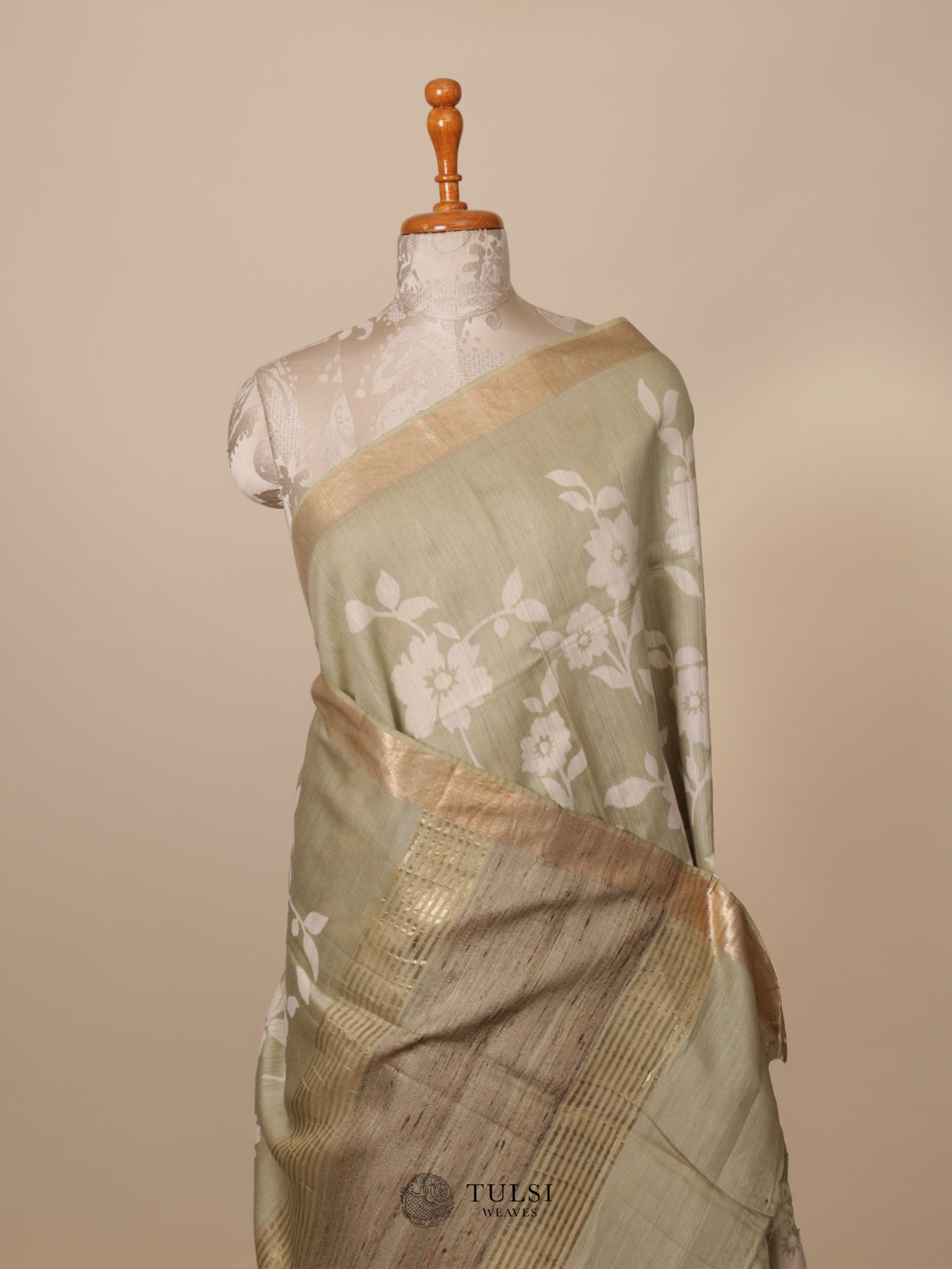 Light Green Munga Tussar Silk Saree