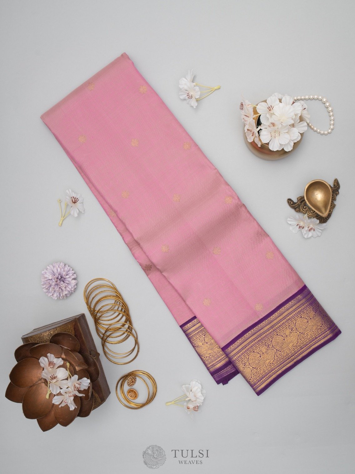 Dusty Pink Kanchipuram silk saree