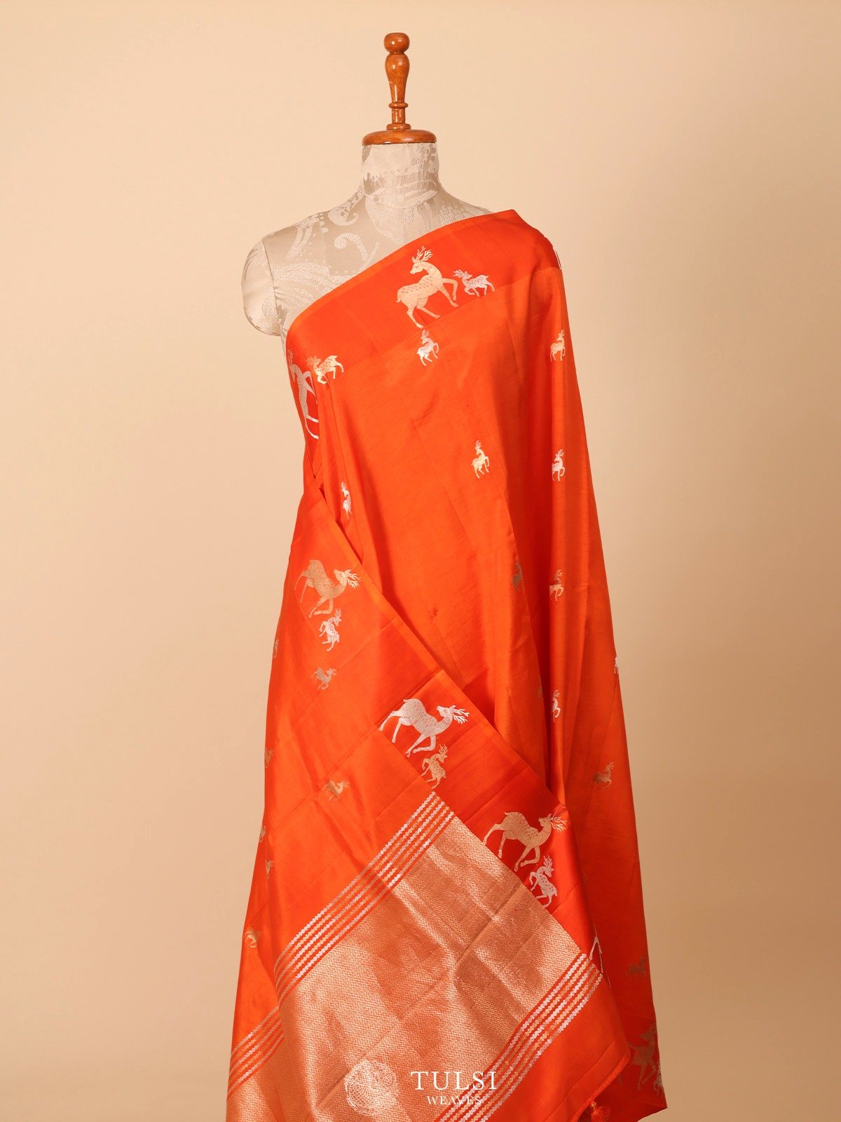 Orange Mashru Silk Saree