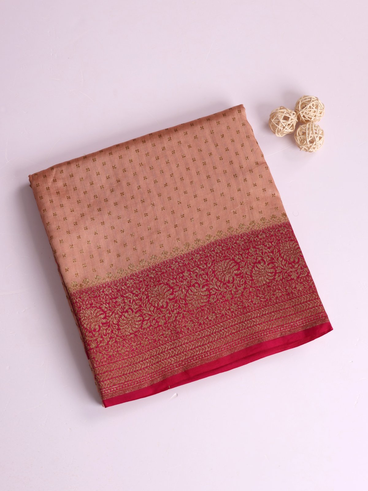Dusty Pink Chaniya Silk Saree With Pink Border
