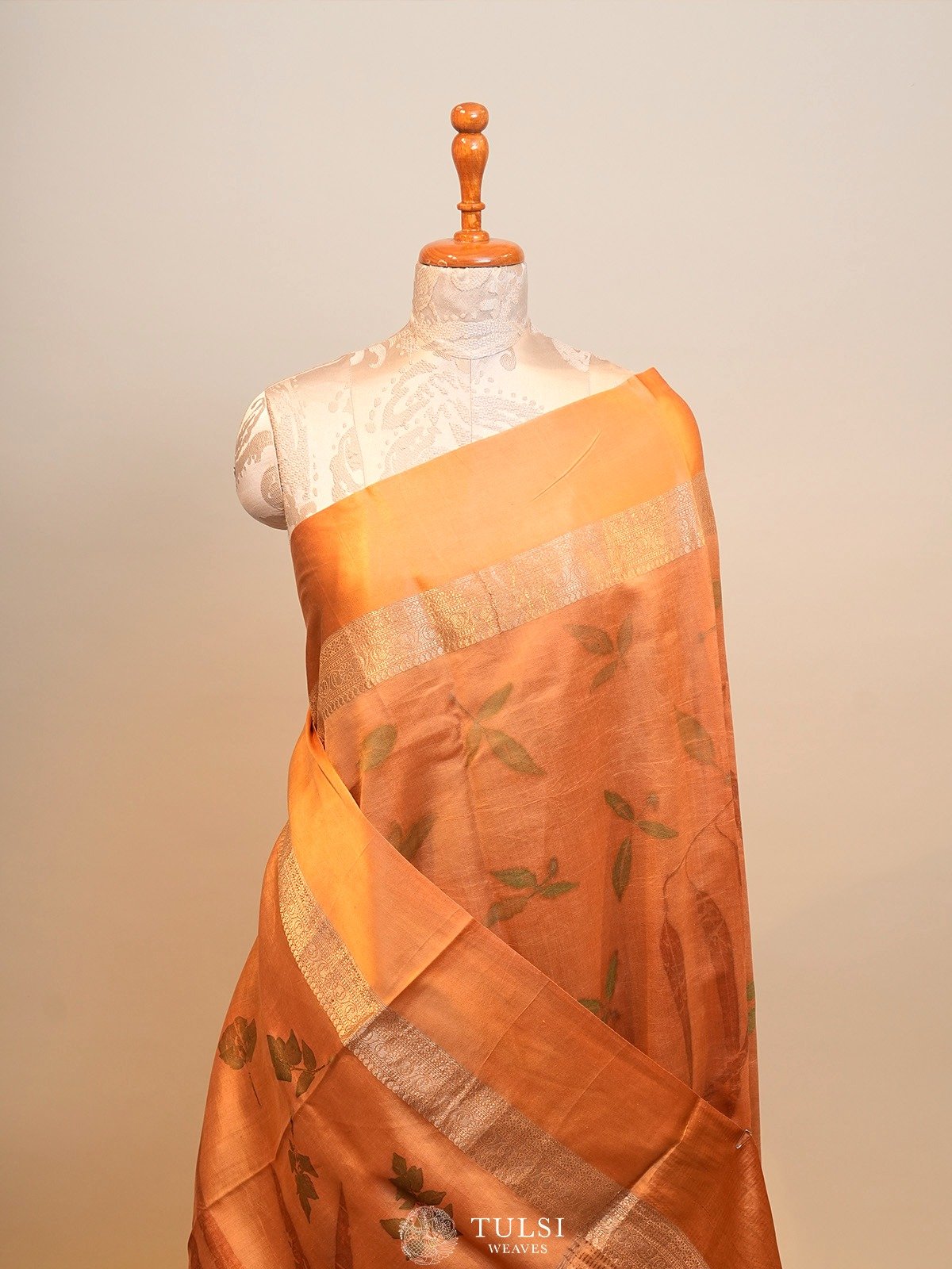 Peach Eco Printed Silk Saree