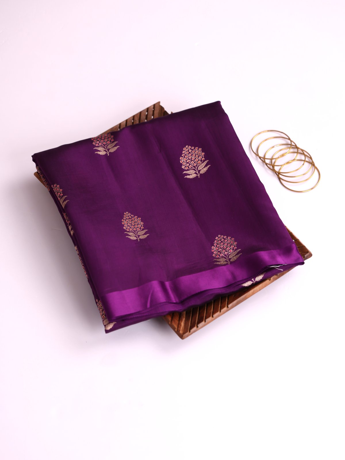 Purple Mashru Silk Saree With Satin Border