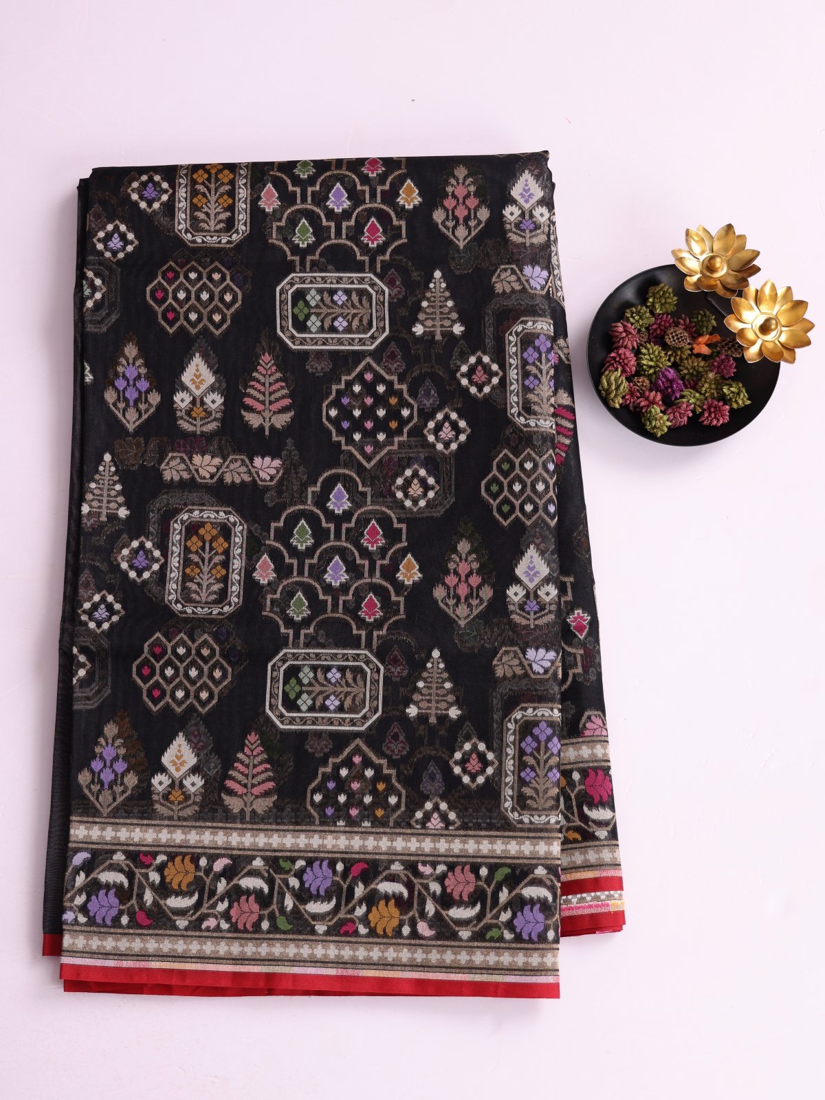 Black Kora Banaras Silk Saree