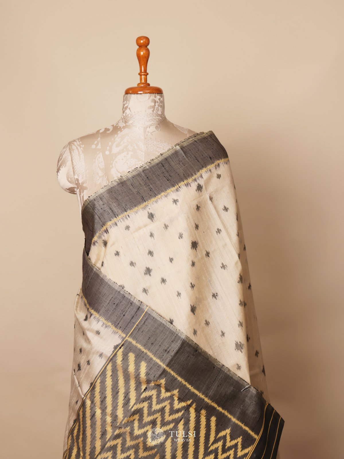 Grey Patola Raw Silk Saree
