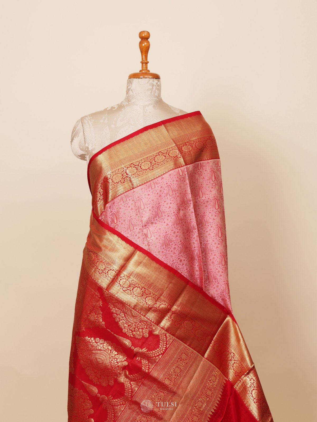 Baby Pink Tanchoi Silk Saree