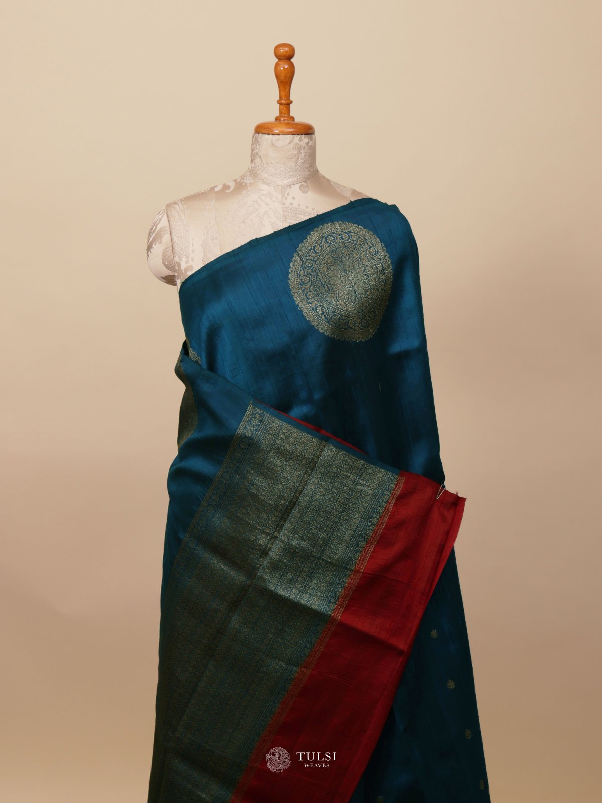 Sea Blue Banaras Tussar Silk Saree