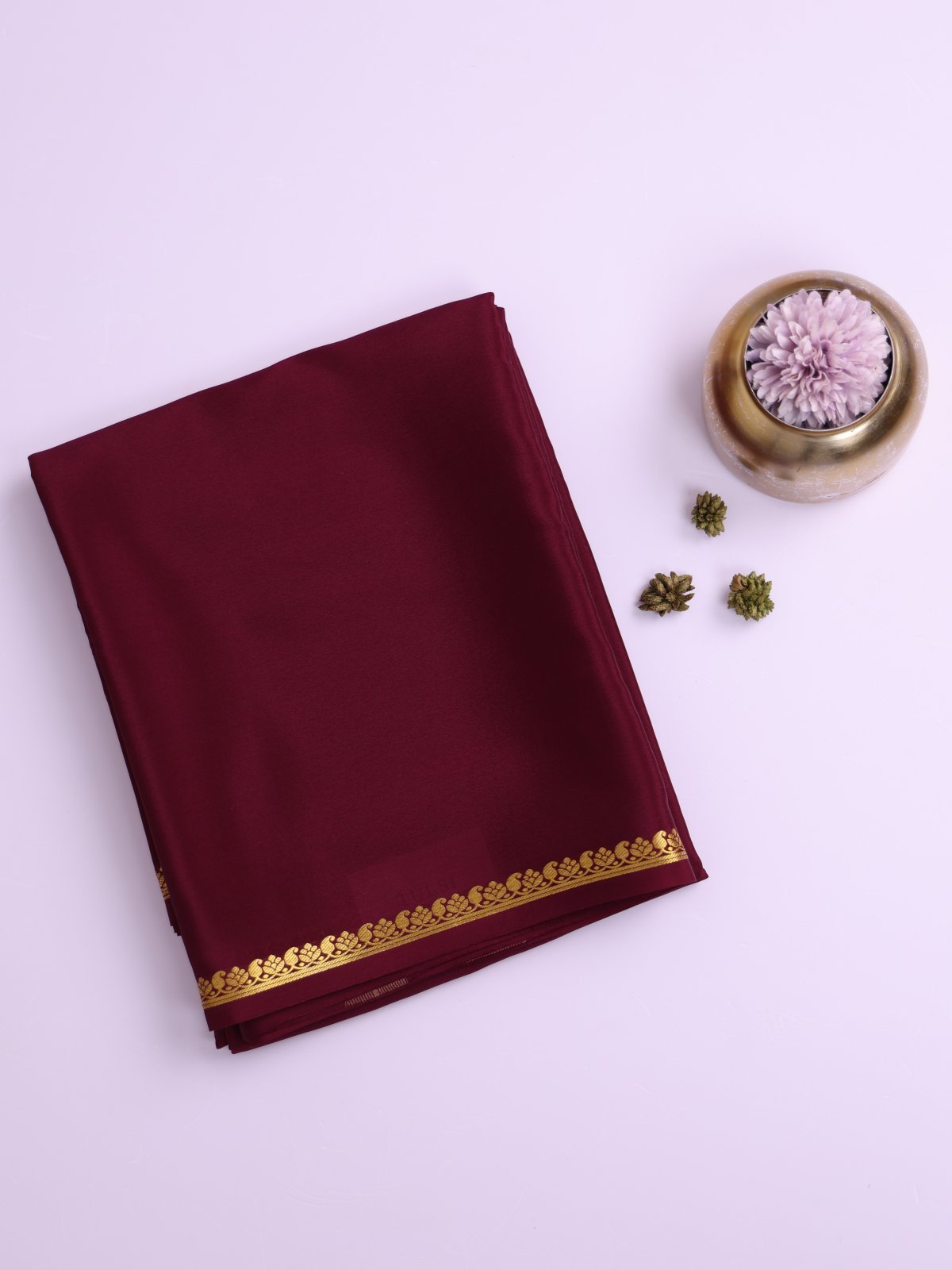 Wine Mysore Silk Saree