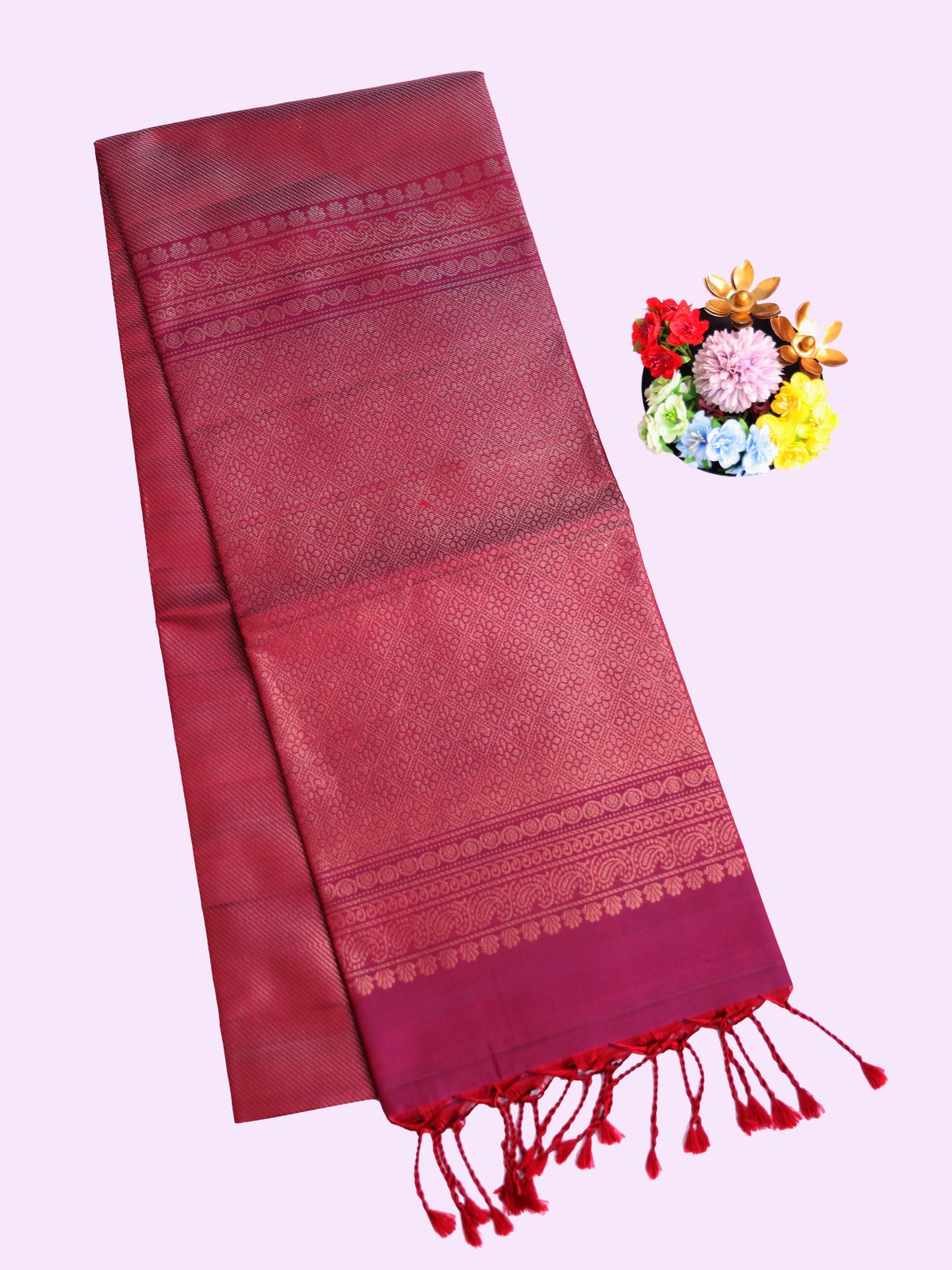 Burgundy Brocade Soft Silk Saree