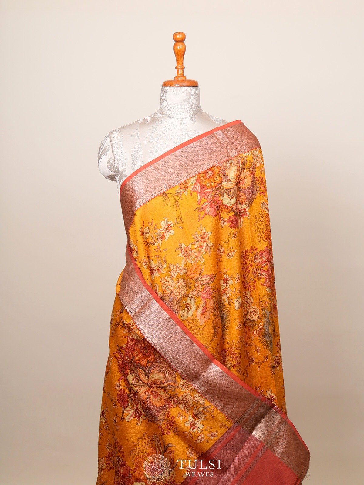 Mustard Orange Chaniya Silk Saree