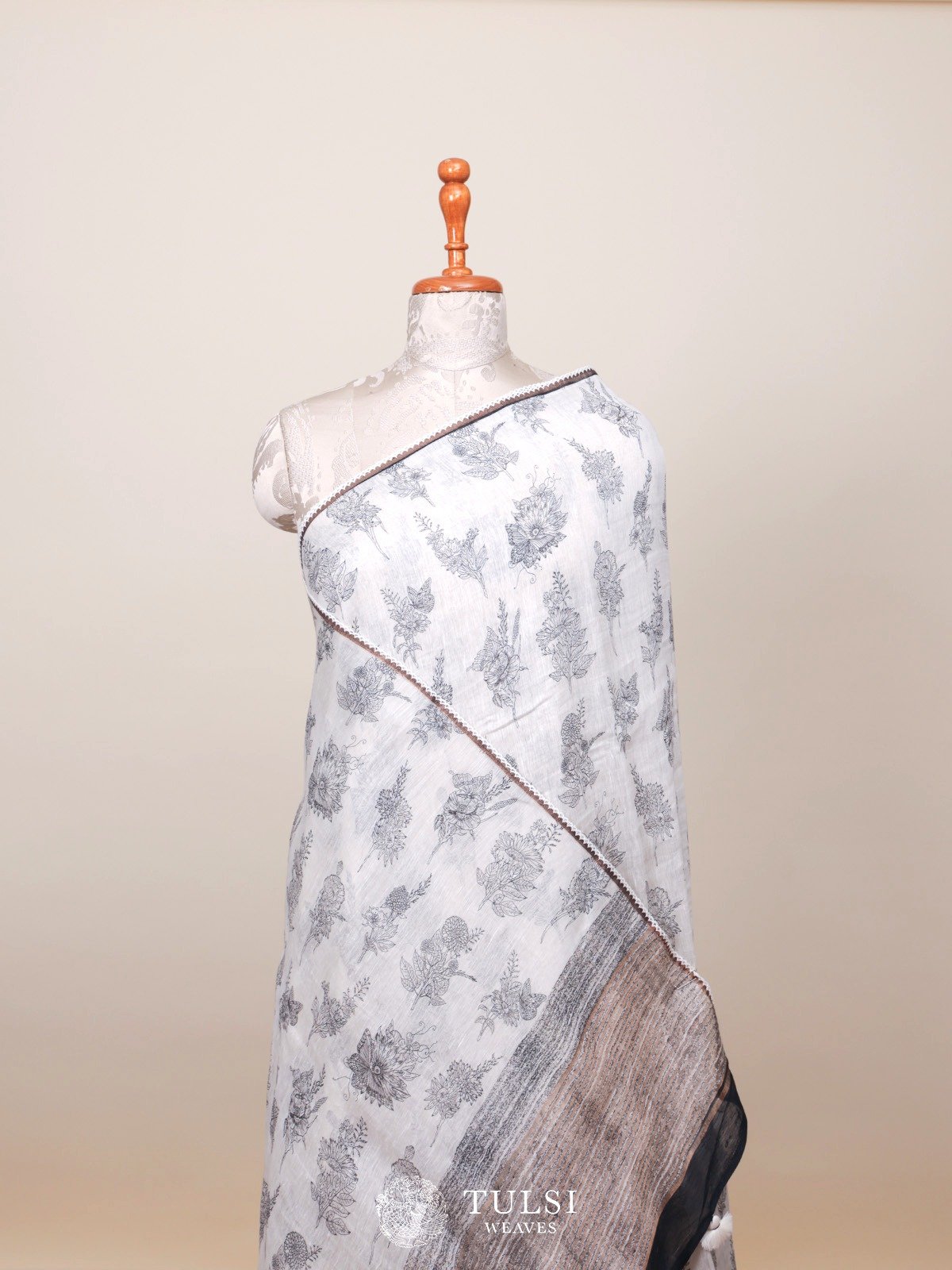 Off-White Linen Saree