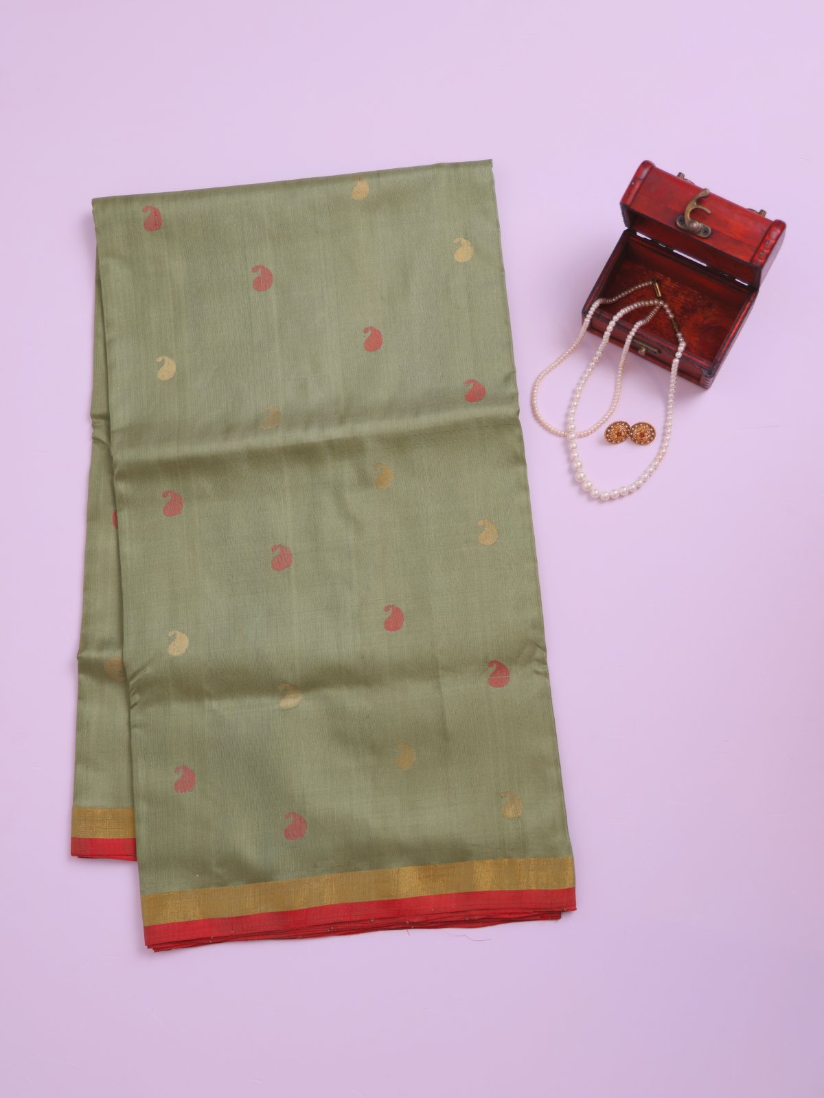 Pastel Olive Green Uppada Silk Saree