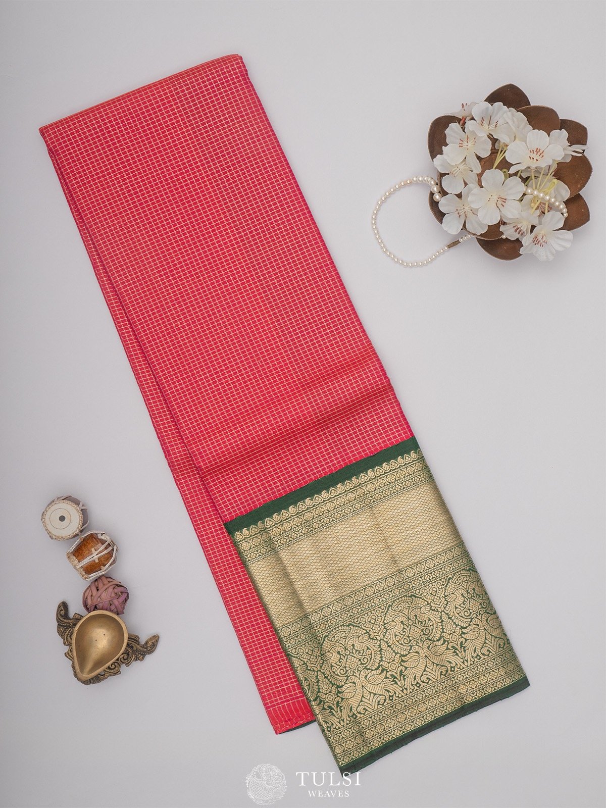 Reddish Pink Kanjeevaram Silk Pavadai