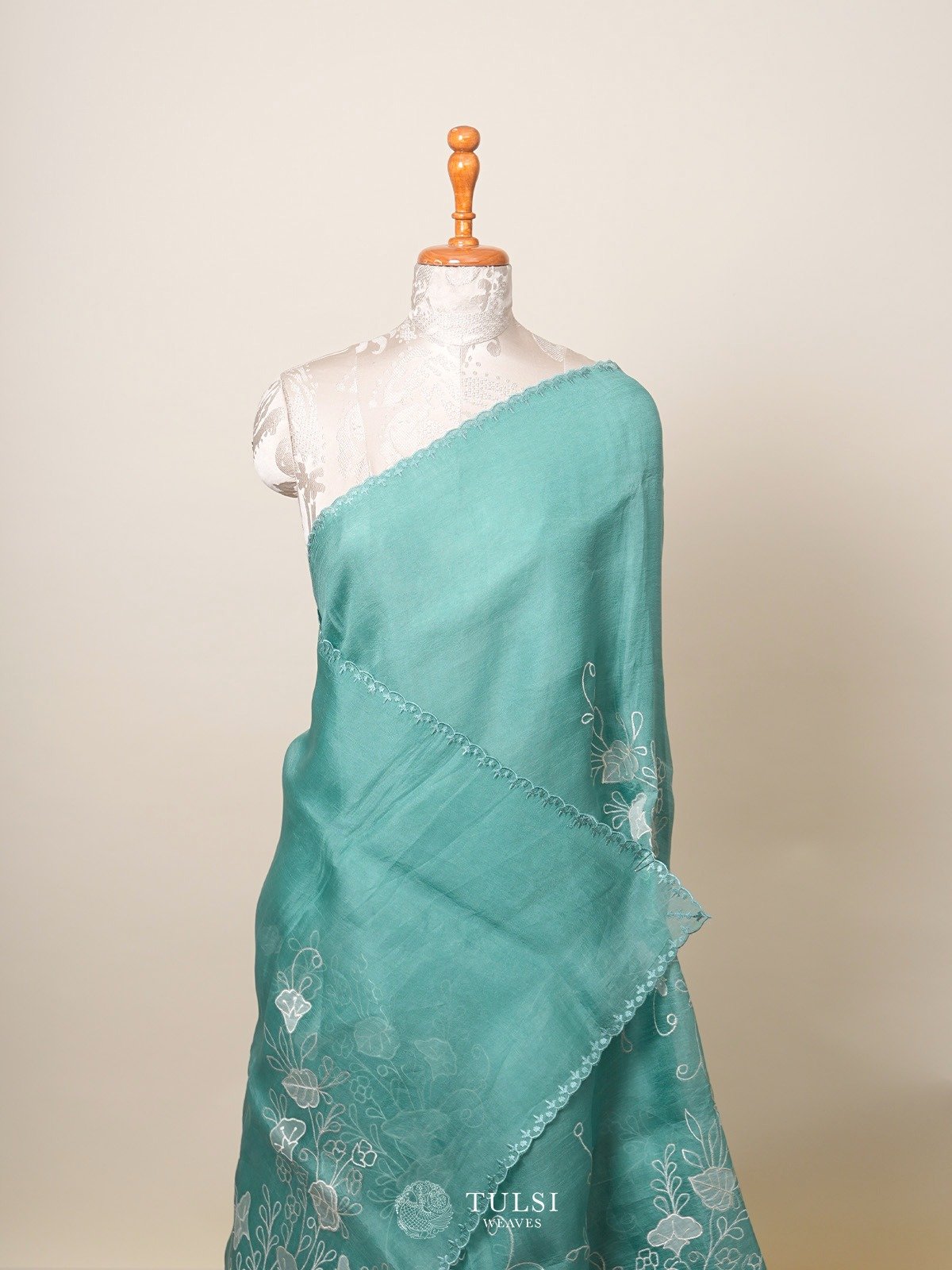 Light blue Organza Silk Saree