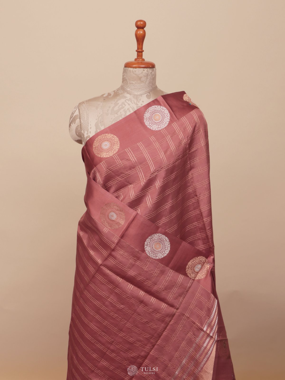  Dusty Pink Mashru Silk Saree